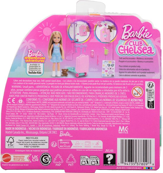 Barbie Club Chelsea Grenzeloos Avontuur Pop - Met Scooterkoffer en Accessoires — afbeelding 5