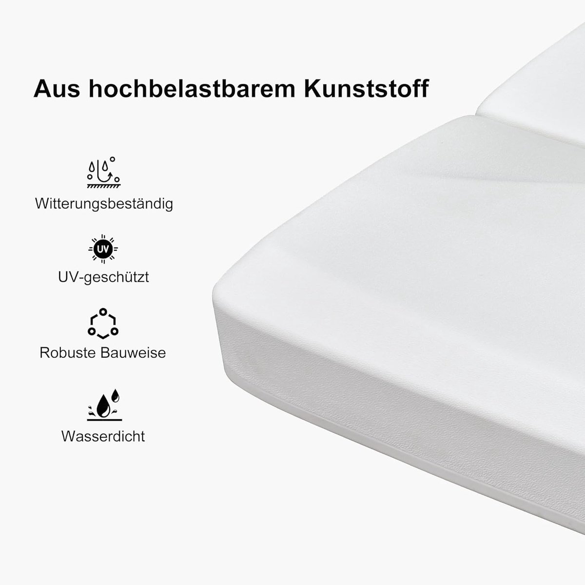 Zweefparasol 250x350 cm Rechthoekig 360° Draaibaar met Parasolvoet – Kantelbaar, In Hoogte Verstelbaar, UV-Bestendig & Waterdicht Aluminium Tuinparasol Wit – Laura