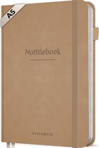 Systemyze Notitieboek A5 Hardcover Leer Gelinieerd – Notebook Journal – 256 Genummerde Pagina’s – 140 Grams Papier - Taupe