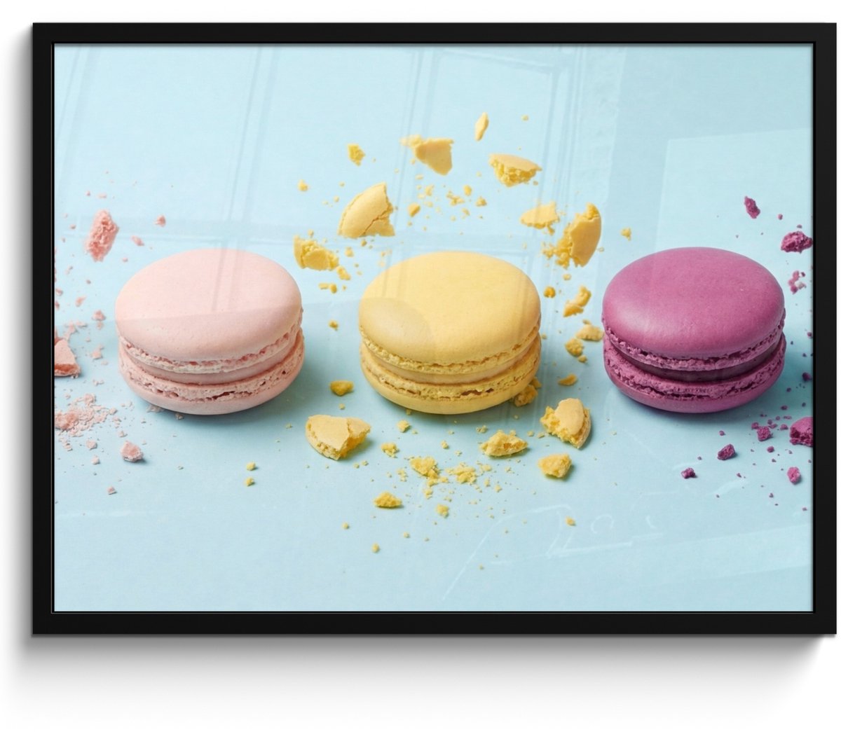 FrameYourWall Poster in lijst - Fotolijst 70x50 cm - Posters - Macarons - Kleurrijk - Pastel - Posterlijst zwart - Decoratie - Wanddecoratie woonkamer - Muurdecoratie slaapkamer