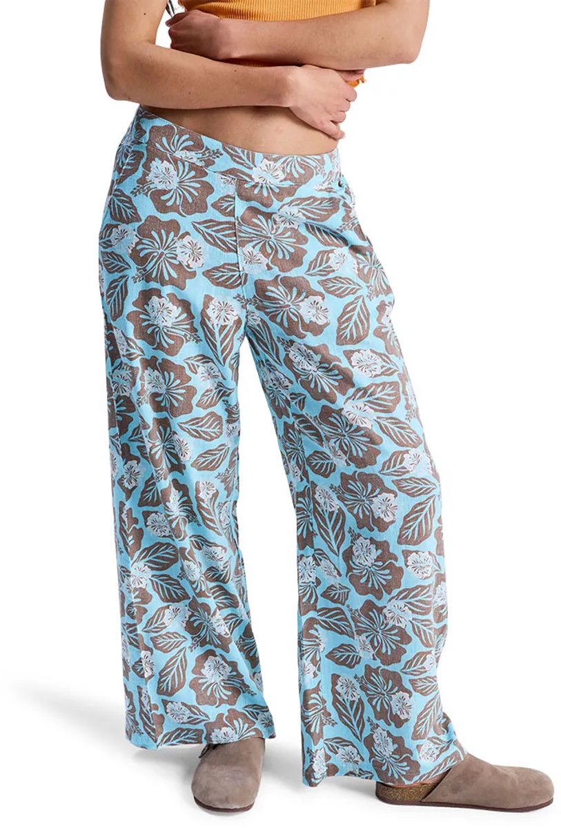 Roxy Midnight Avenue Slub Printed Broek S Vrouw Brownie Hibiscus Hype