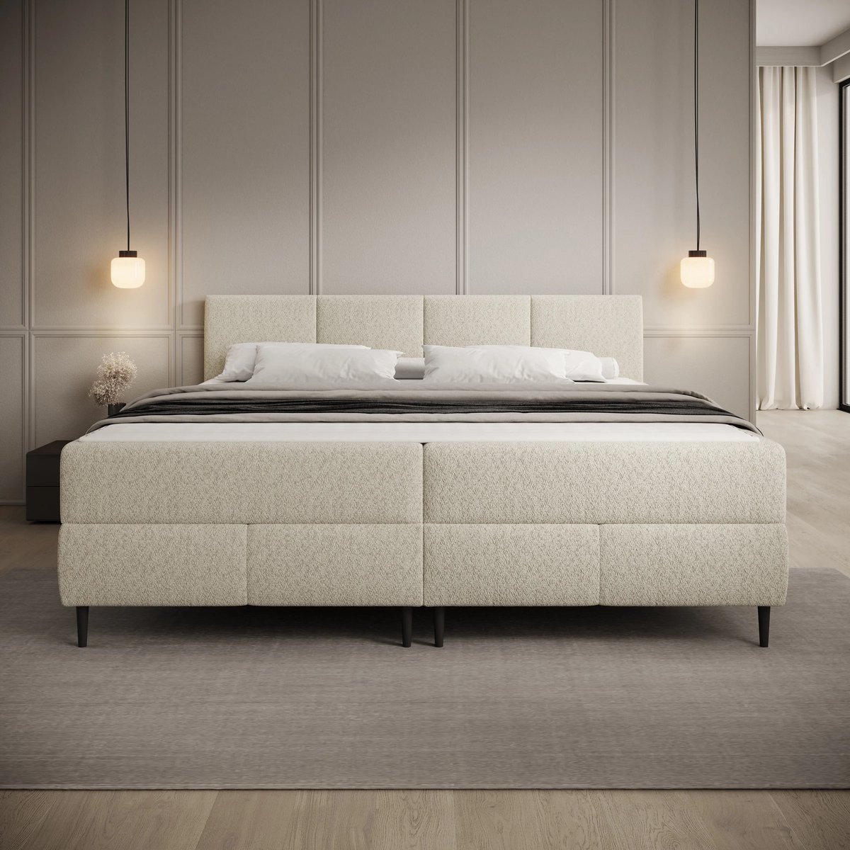 Meubella Brisa Boxspring met Opbergruimte Teddystof Beige 180x200 cm - afbeelding 3