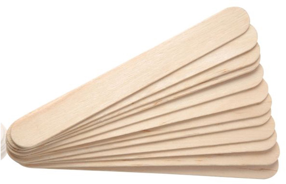 Merkloos - Houten Spatels - 100 stuks - Brede Patroon - Brzo Hout