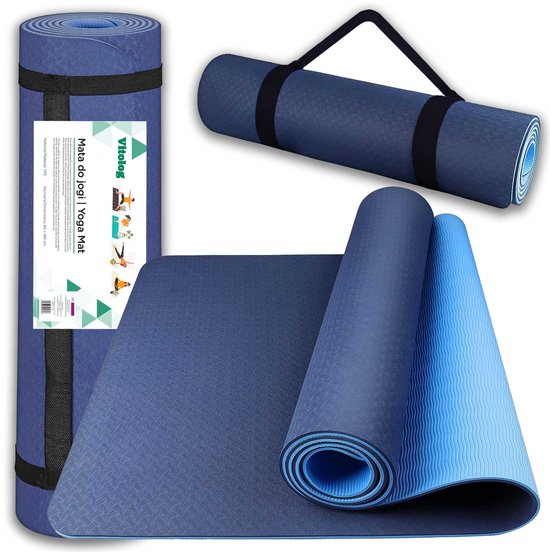 Vitolog - Anti-slip Yogamat - TPE - 180x60 cm - Draagriemen