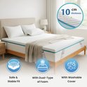 Sur-matelas Ella de 10 cm d'épaisseur, avec housse amovible et sangles élastiques.