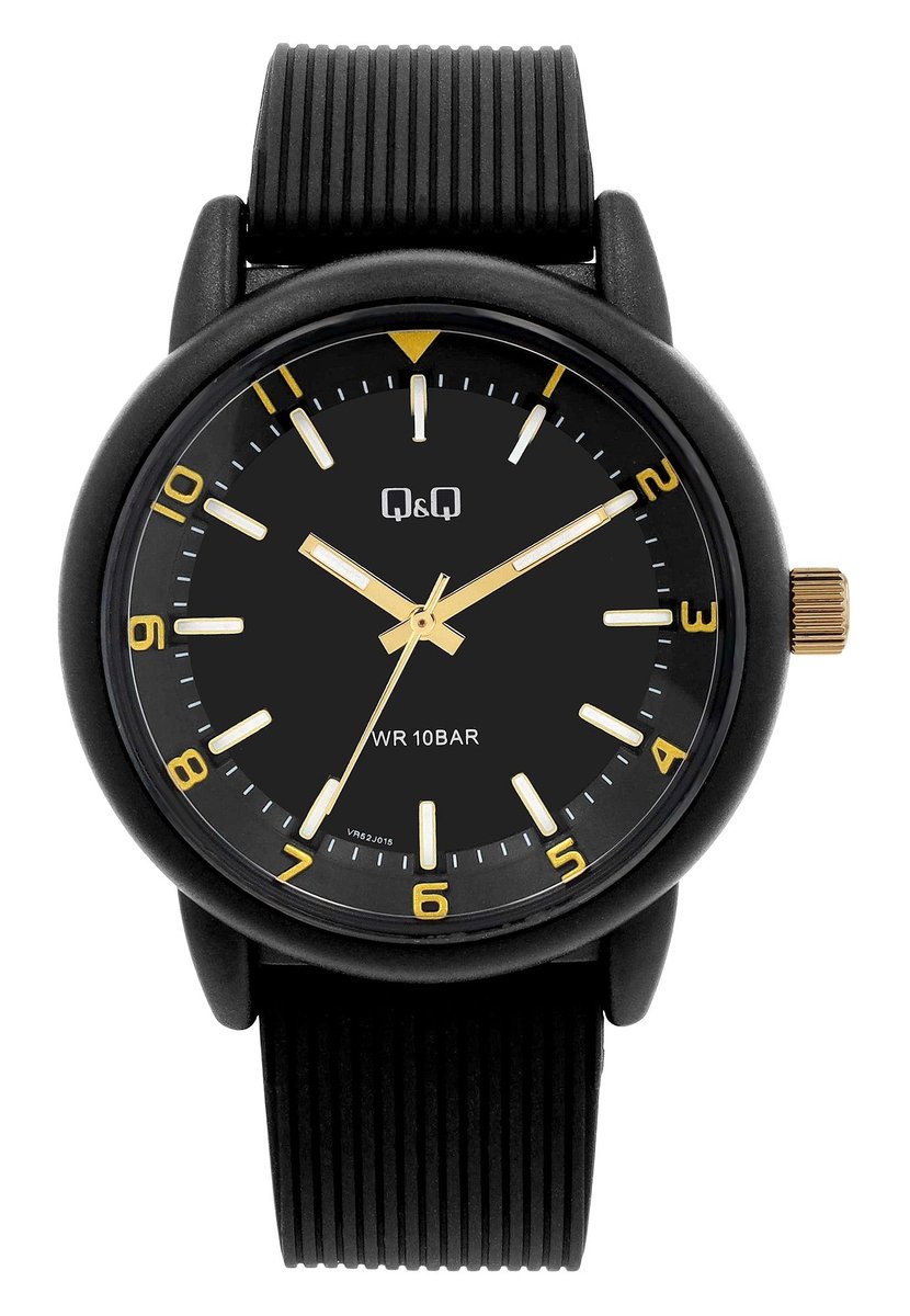 QQ-VR52J015-horloge-rubberband-zwart-10bar waterdicht
