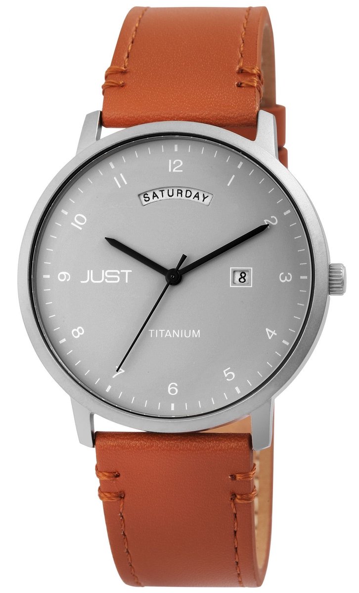 JUST Herenhorloge van echt leer Fanis met echte leren band, 5 ATM, inclusief geschenkdoos