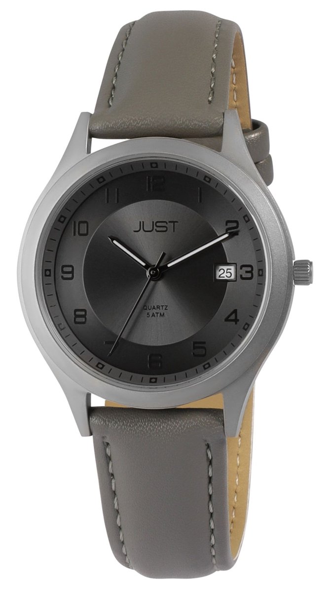 JUST Herenhorloge van echt leer Leon Just "Leon" herenhorloge met echte leren band, titanium kast, 5ATM