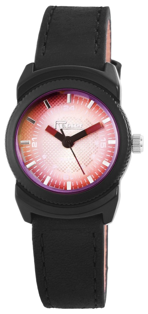 Raptor dameshorloge van echt leer RA168 met echte leren band, 3 ATM, inclusief geschenkdoos