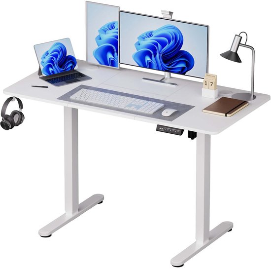 Zit sta bureau - 160 x 60 cm - hoogte verstelbaar - wit