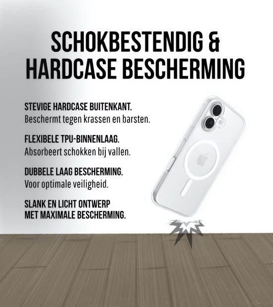 Coque CTN Transparente - Adaptée à iPhone 17 - Avec Protecteur d'écran - Compatible MagSafe - Antichoc - Coque rigide