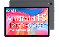 Android 15 Tablet met Toetsenbord & Muis – 12GB RAM, 64GB Opslag, 6000mAh, 2-in-1 Set, Zwart