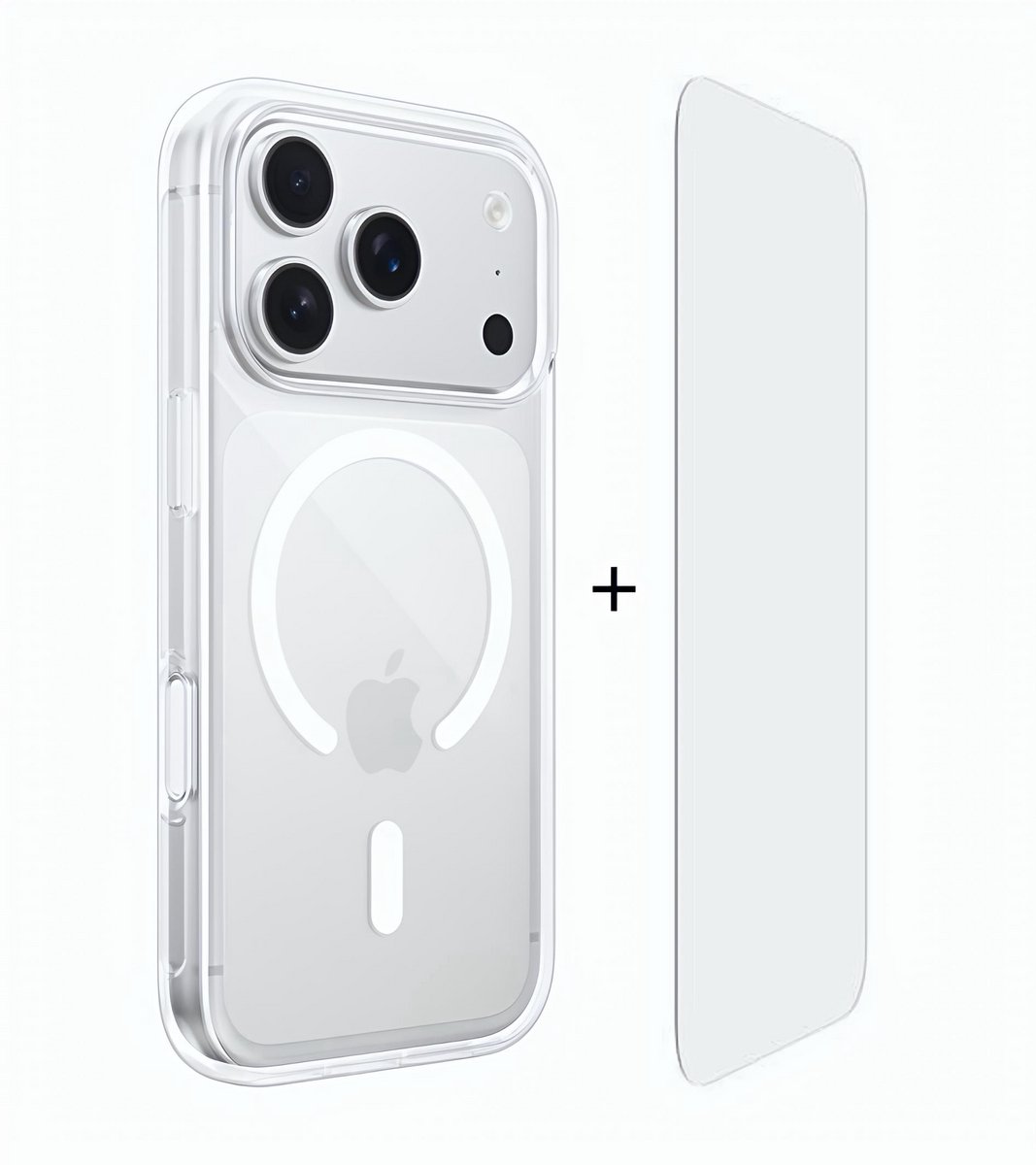 Hoesje geschikt voor iPhone 17 Pro Max - Geschikt voor Magsafe - 9H Screenprotector - Hardcase en Shock proof - Transparant