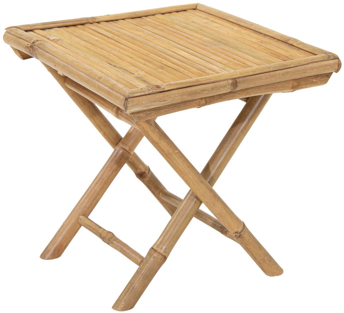 Mega Collections Bijzettafel of tuin tafel Zanzibar - Bamboe hout - lichtbruin - 40 x 40 x 40 cm - binnen / buiten - inklapbaar