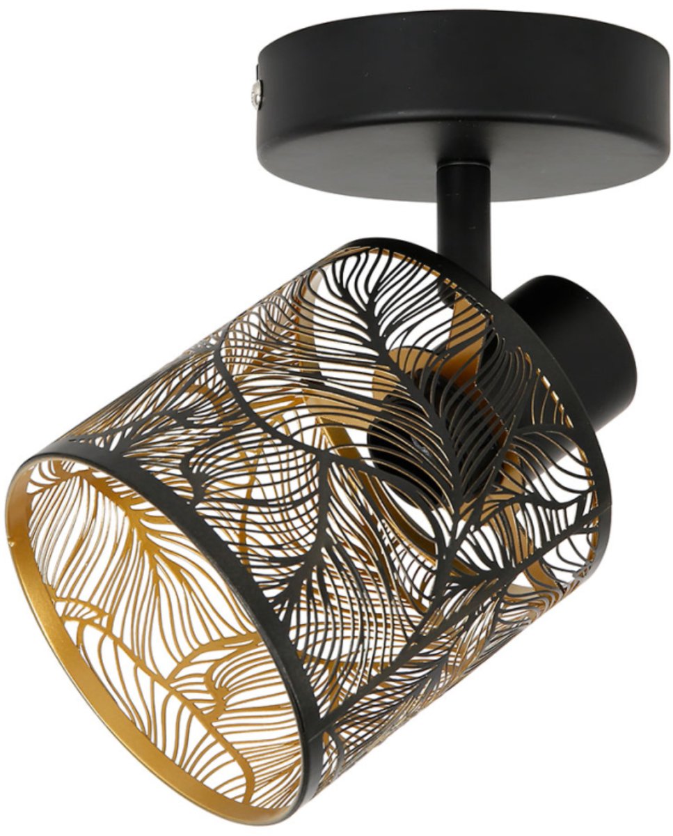Ostaria Plafond lamp Calathea - goud / zwart - metaal - bewerkt - E27 - interieur decoratie - binnen