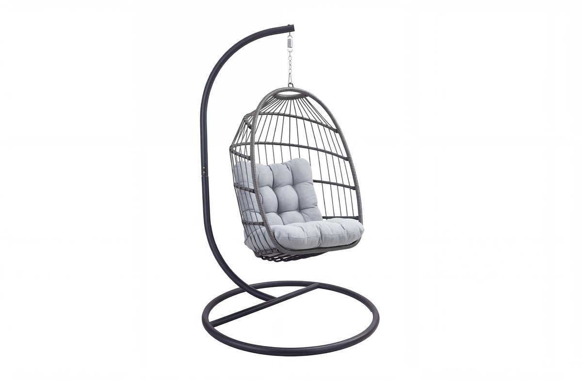 Hangstoel Malta | Grey/Black | Rope & staal