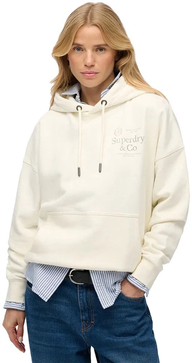 Superdry Luxe Casual Relaxed Hoodie Dames Hoodies Creme