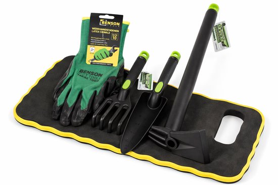 tuingereedschap 5-delige set – glasvezelversterkt kunststof - incl. handschoenen & kniekussen