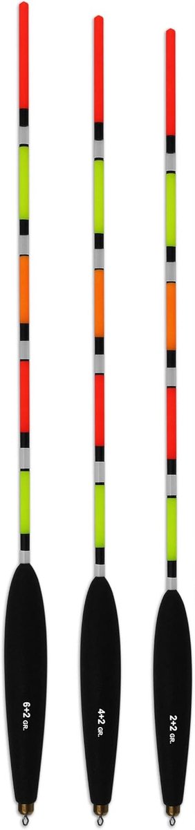 Wagglerposes Set - Dobbers Loop Posen - Vissen Op Water - Draaibaar Snoeroog - 25-27 Cm - Zwart Multicolor