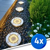 Solar grondspot 'Impuls' - Voordeelset 4 stuks - Warm wit licht - Tuinverlichting - Buitenlamp op zonne-energie