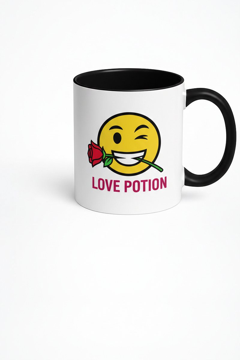 Love Potion Mok - Winkende Emoji met Roos - Romantisch Cadeau voor Liefde & Valentijn