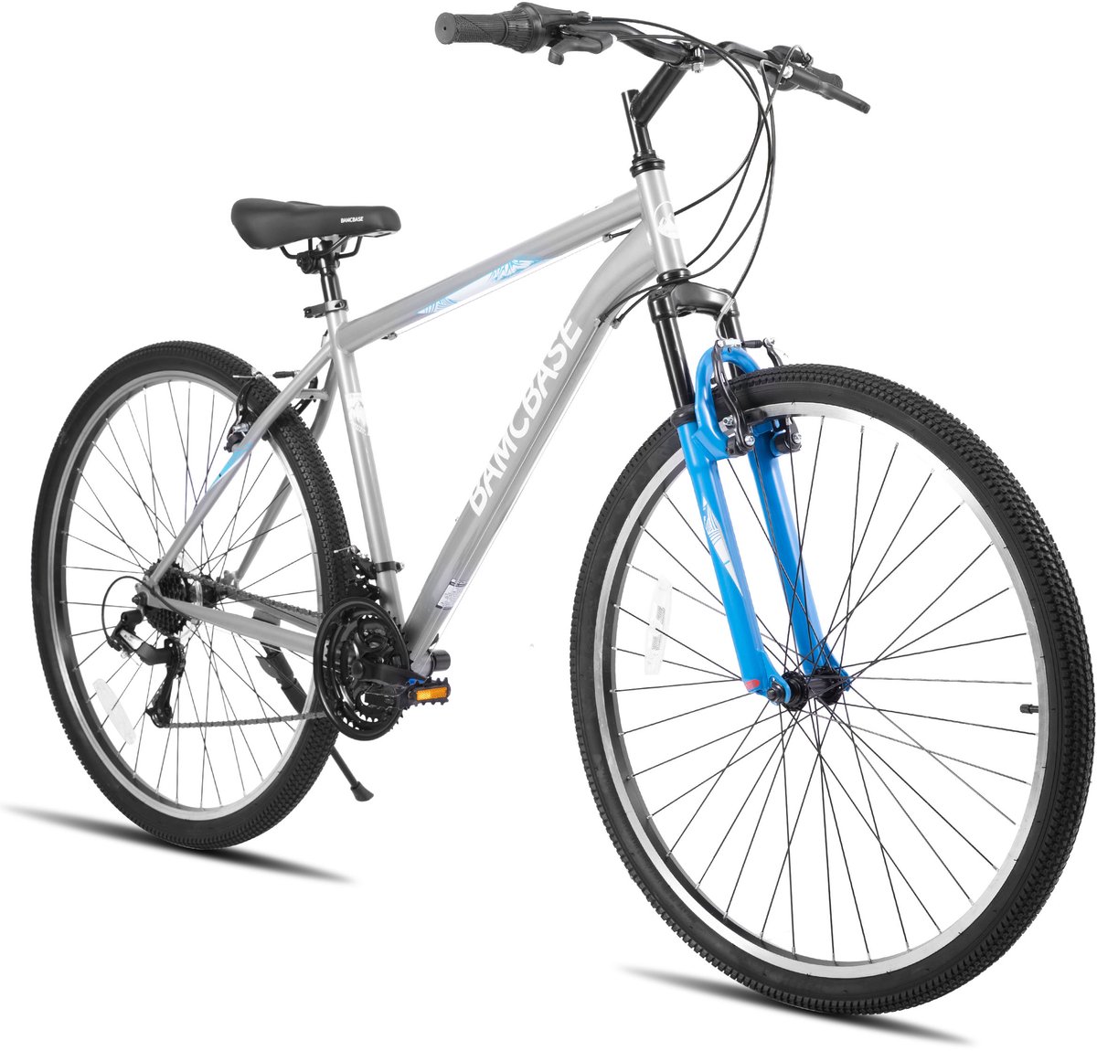 BAMCBASE Mountainbike - 27.5 Inch - 21 Versnellingen - Hardtail MTB voor Heren & Dames - V-Brakes - Grijs - Geschikt voor buitenactiviteiten in de lente