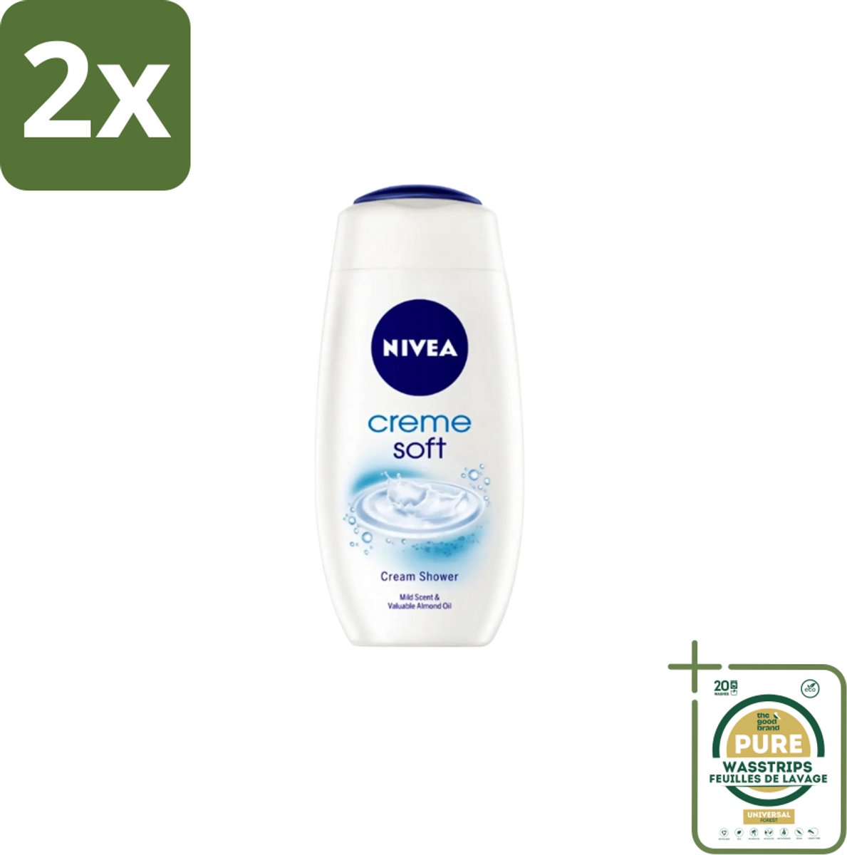 Nivea – Douchegel – Creme Soft – 750 ml - Voordeelverpakking - 2 stuks - Droge huid - Hydrateren