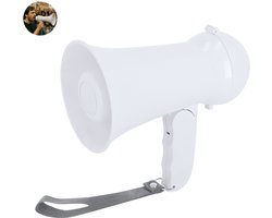 Opvouwbare megafoon met Sirene en Opnamefunctie - Werkt op 4x AA Batterijen - 16 x 11 cm klein compact model - Wit