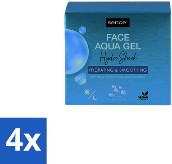 4 x Sence – Dagcrème – Aqua Gel Hydro Shock 2-in-1 – 50 ml - Hyaluronzuur Serum - Hydratatie Serum - Huid Verzorging - Stralende Huid - Fijne Lijntjes Verminderen