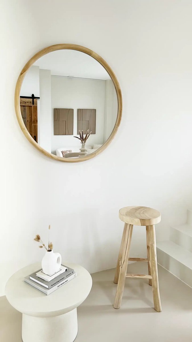 Nordic Style® Ronde spiegel 100x100cm - Naturel Grenen hout - Scandinavische Spiegels - Cirkel - Wandspiegel - Badkamerspiegel - Gangspiegel - Wand - Gang - Badkamer