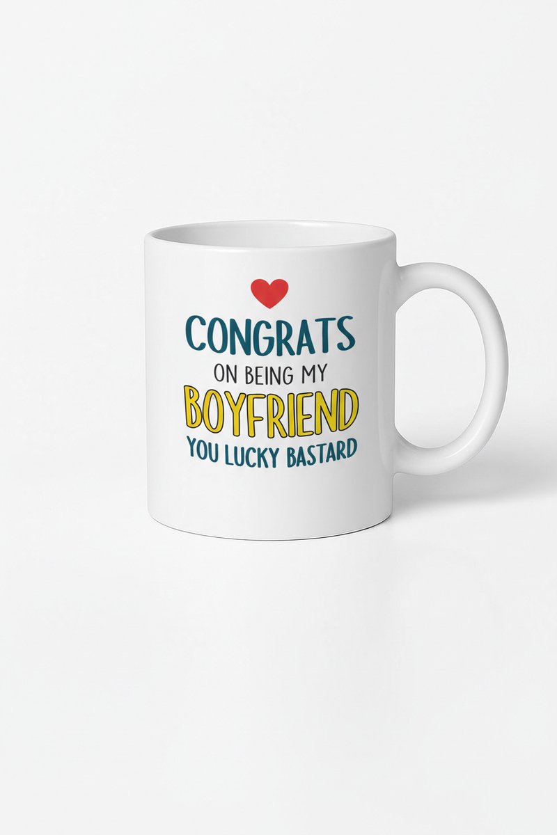 Grappige Vriend Mok - Congrats on Being My Boyfriend You Lucky Bastard - Cadeau