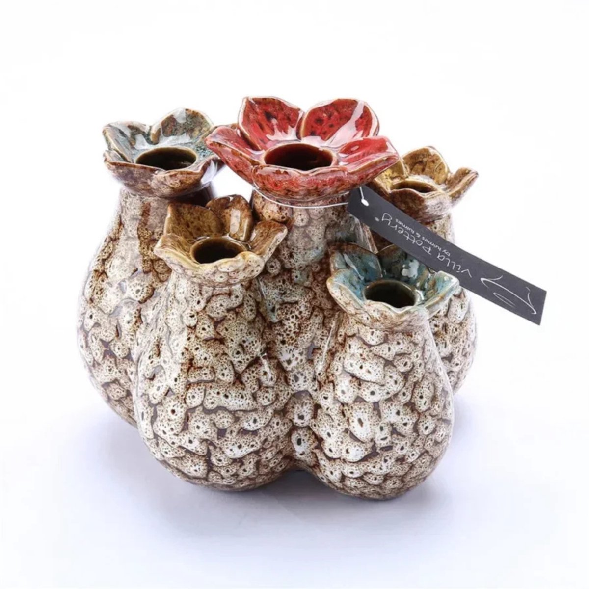 Villa Pottery Creme Vaas Flowerfield 20,5 x 15 x 18 cm hoog crème