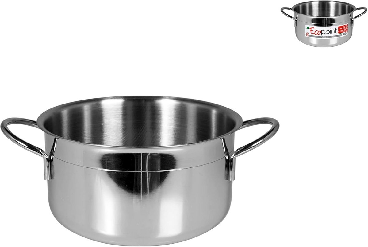 RVS Braadpan 16 cm met Twee Handvatten - Kookpan voor Alle Fornuizen