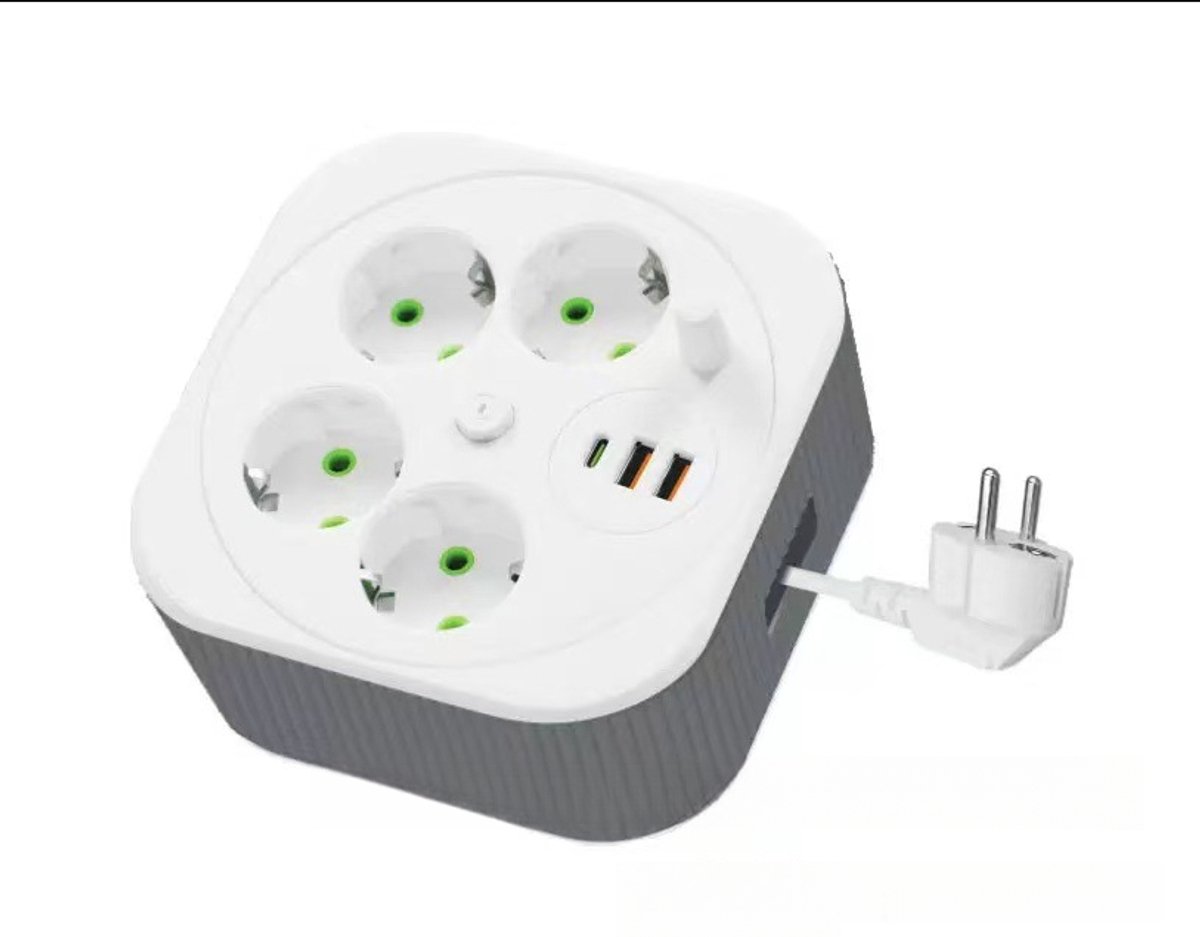 USB-reisadapter, stekker, met USB-oplaadpoort, eenvoudig ontwerp, stopcontact, stekkerdoos, slaapzaal stekkerdoos, met USB-poorten, kantoorstekkerdoos, grijs