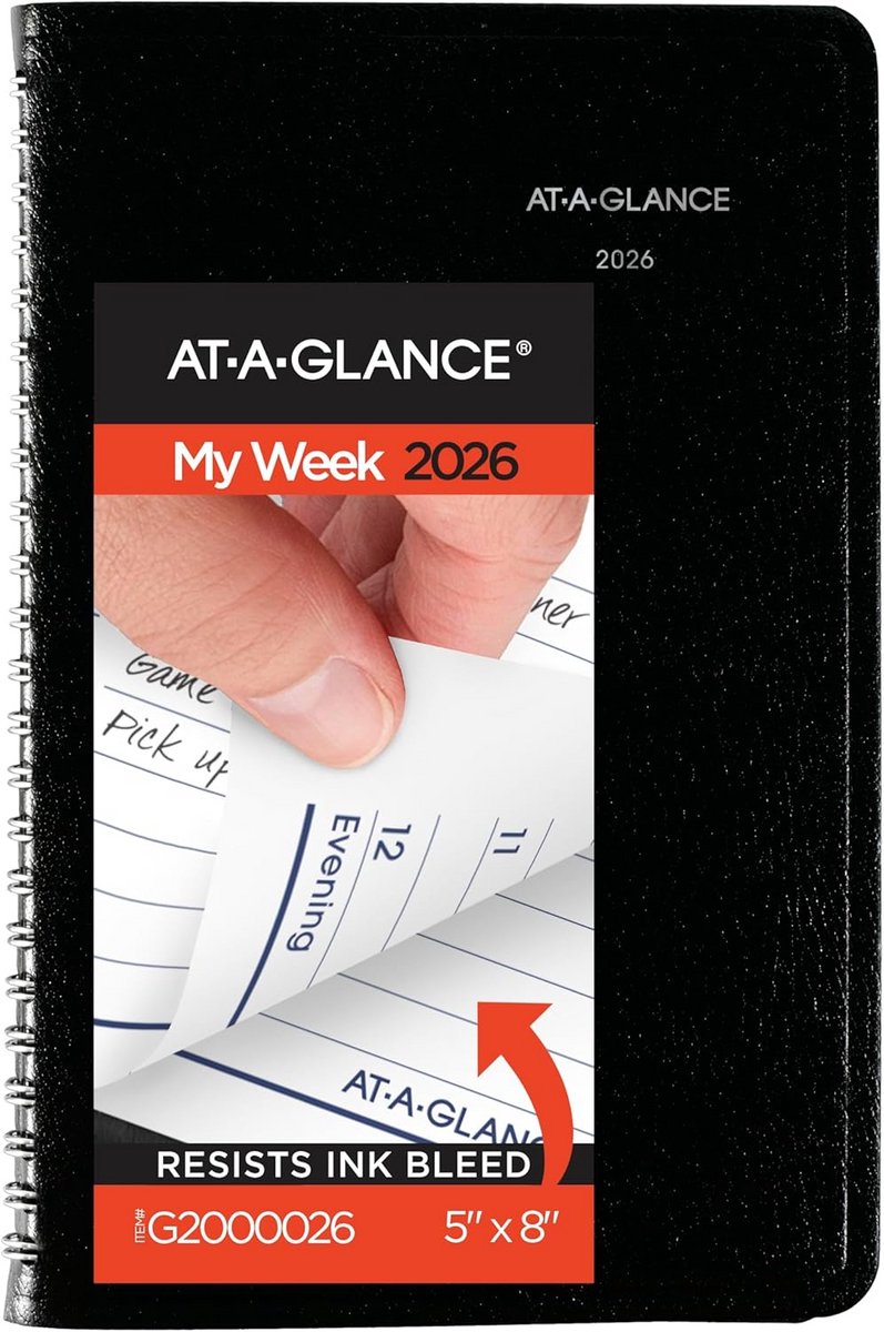 Afsprakenplanner 2026 Weekoverzicht – Klein (5"x8") – Zwart