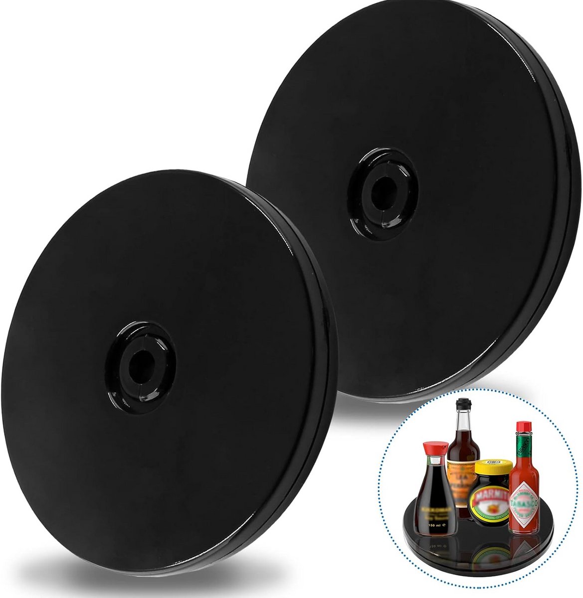 2 Stuks 10 CM Mini Draaitafel Organizer Zwart Acryl Draaibaar Plateau