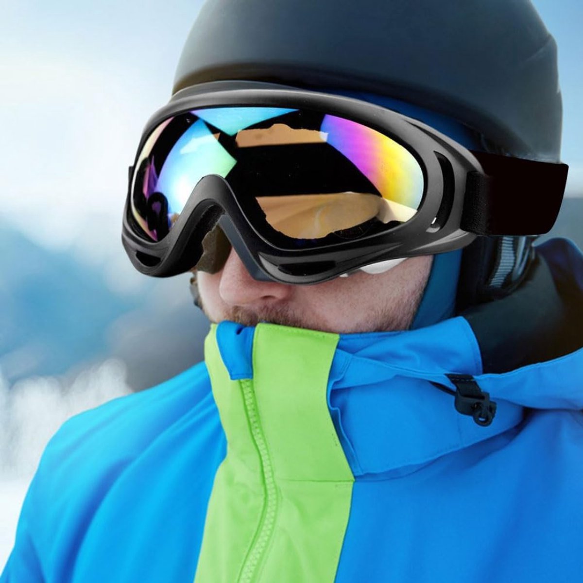 Goodivery ® Ski Snowboard Brille Motorcross Brille Helmcompatibel Anti Fog Skibrille Winter Schneebrille 21 x 13 x 9 cm