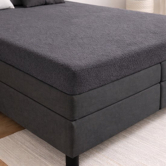 24-Bedding - Drap-housse Terry topper - Drap-housse Topdek éponge - 160 x 210 cm - Grijs foncé
