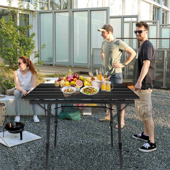 Froadp Zwart Aluminium Kampeertafel inklapbaar 90 x 52 cm, Kampeertafel Vouwtafel met verstelbare hoogte, Draagtas, Picknicktafel voor Kamperen, Tuin, Balkon van Froadp — afbeelding 5