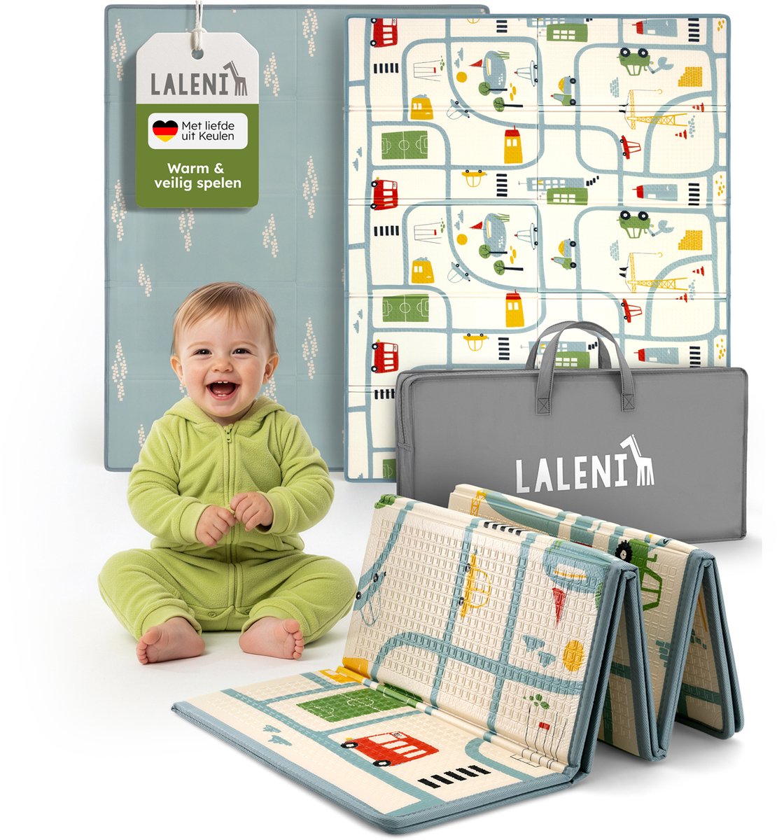 Laleni Speelmat Sindal - Waterdicht Speelkleed Baby - Met Tas - 150 x 180 x 1 cm - Stadsprint