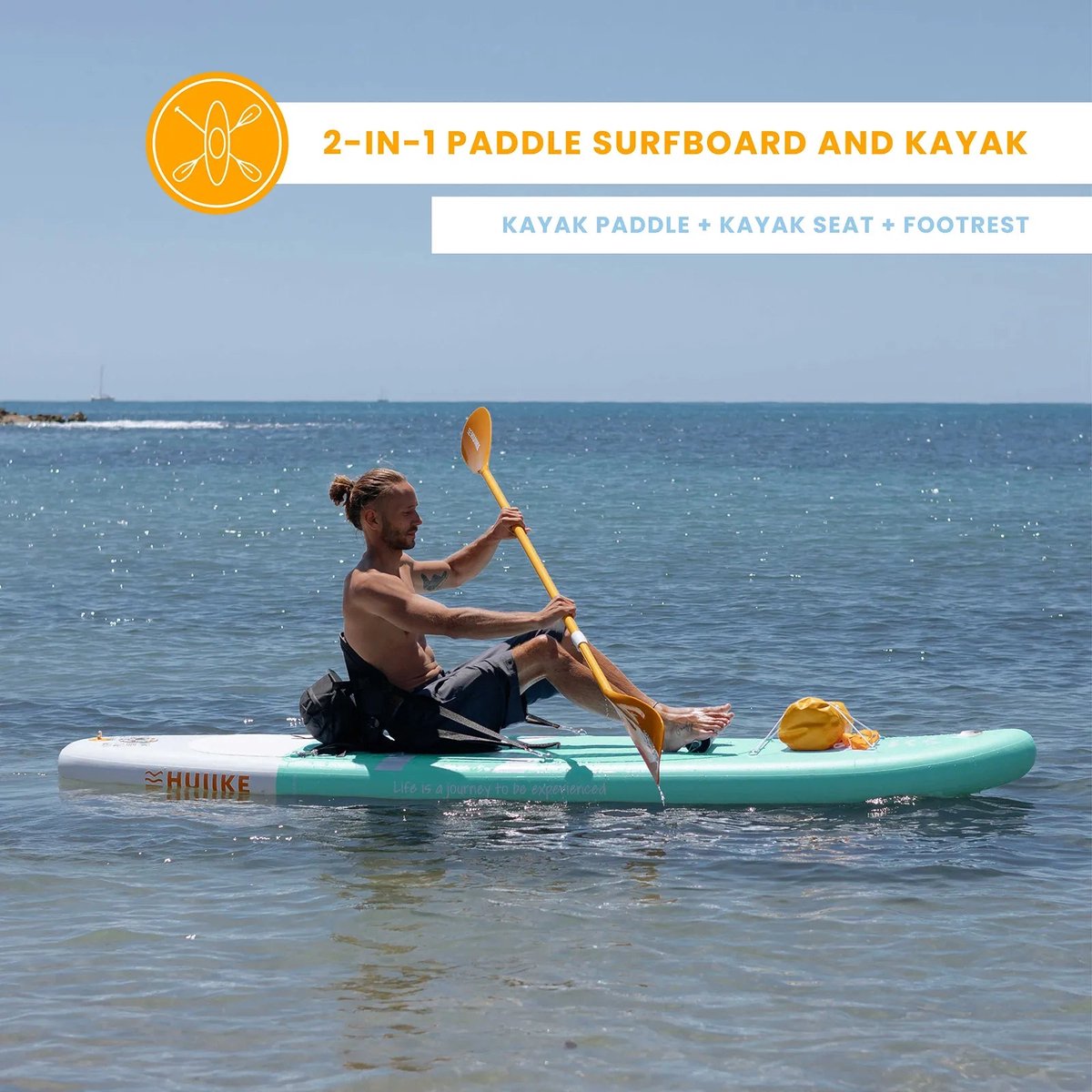 HUIIKE SUP Board - Opblaasbaar Paddle Board met Accessoires, Peddel, Vinnen, Pomp - Stand Up Paddle met Hoge Stabiliteit - 305 x 84 x 15 cm - Max. 130 kg – foto 5