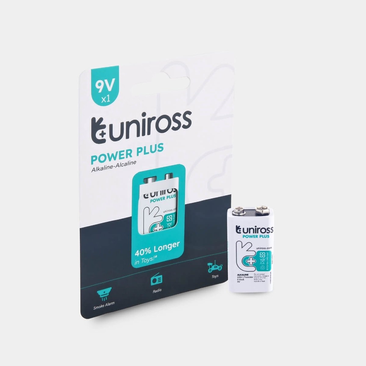 Uniross 6LR61 9V Power Plus Alkaline Battery (Pack 1)