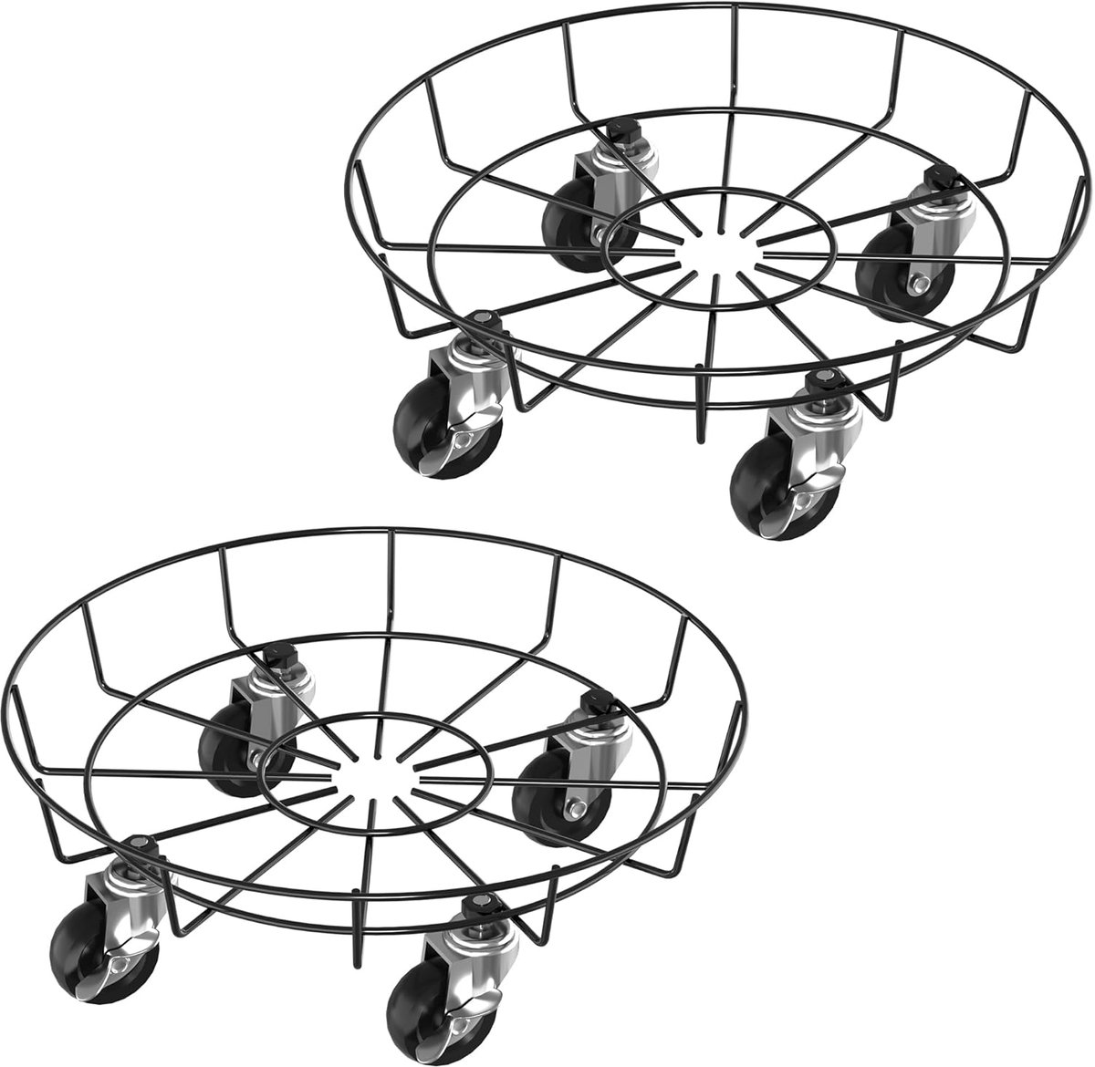Plantenroller Outdoor, Diameter 33cm Rond Plantenonderzetter met 360 Graden Draaibare Wielen, Bloemen Rolplank tot 150KG, Potroller voor Parasolstandaard/Vuilnisemmer/Regenton, NAIZY