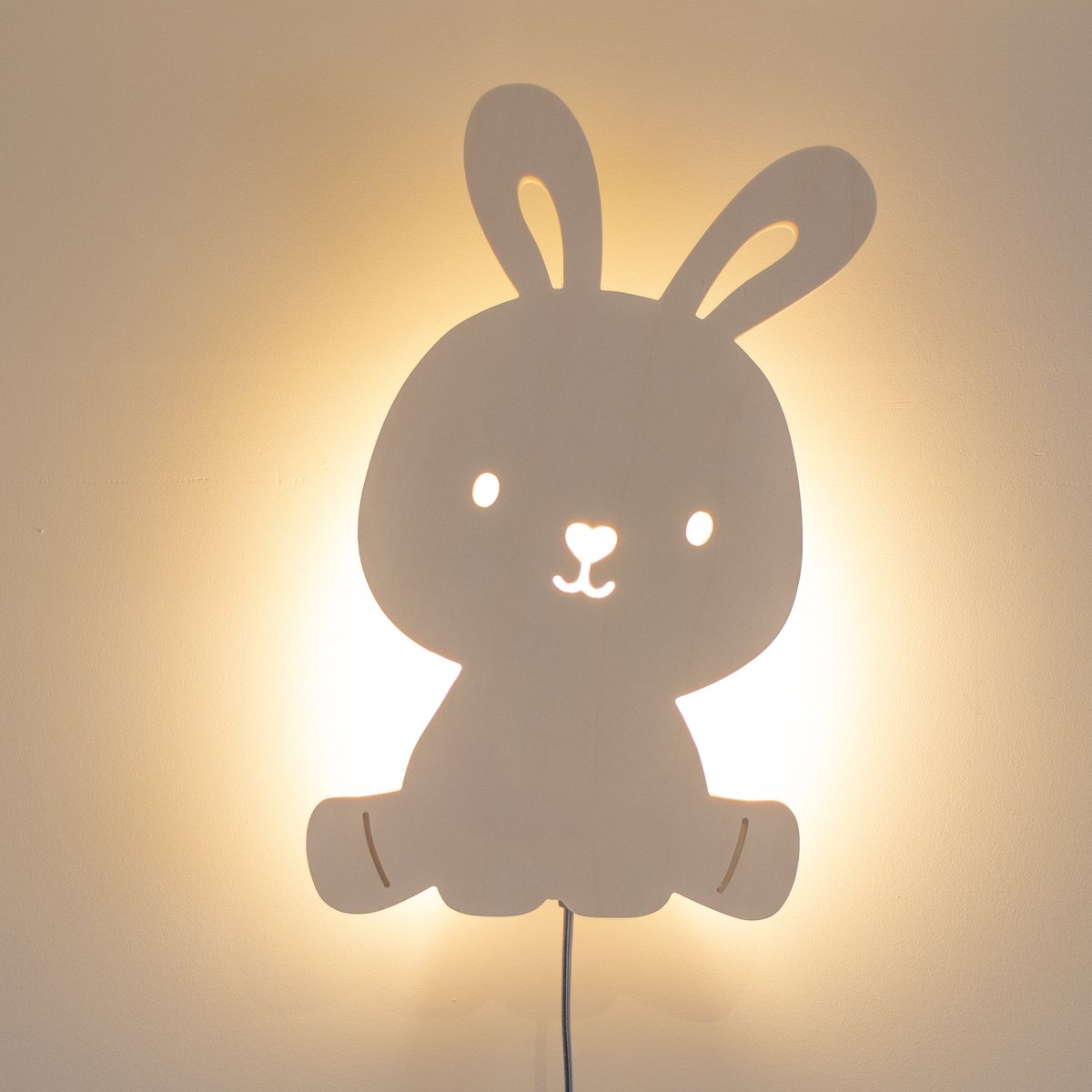 Houten wandlamp ~ Konijn