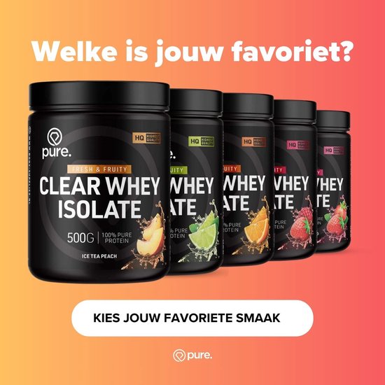 Pure. Clear Whey Isolate - Eiwit Limonade - Clear Whey Protein - Verfrissende Eiwit poeder - Ice Tea Peach - 20 servings - 500g van Merkloos — afbeelding 2