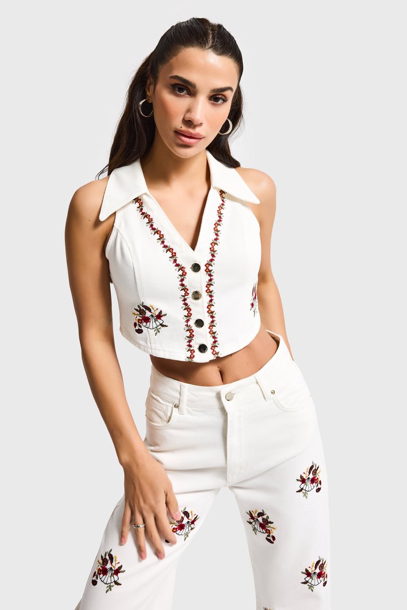 It's Basic - CROPPED DENIM WAISTCOAT