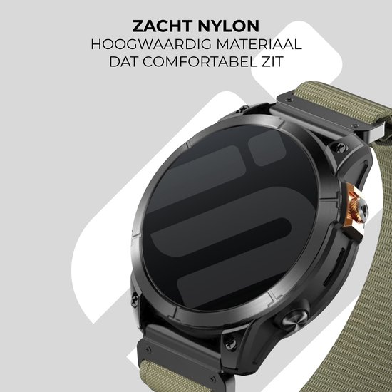 Bracelet en nylon Strap-it Alpine - adapté pour Garmin Fenix ​​​​5 (Plus) / Fenix ​​​​6 (Pro) / Fenix ​​​​7 (Pro - Sapphire - Solar) / Fenix ​​​​8 - 47 mm / Quatix 5 - 6 - 7 / Epix Gen 2 - 47 mm / Forerunner 745 / 935 / 945 / 955 / 965 (vert olive)