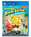 PlayStation 4 gamehoes 'SpongeBob Battle for Bikini Bottom Rehydrated' met SpongeBob, Patrick en Sandy.