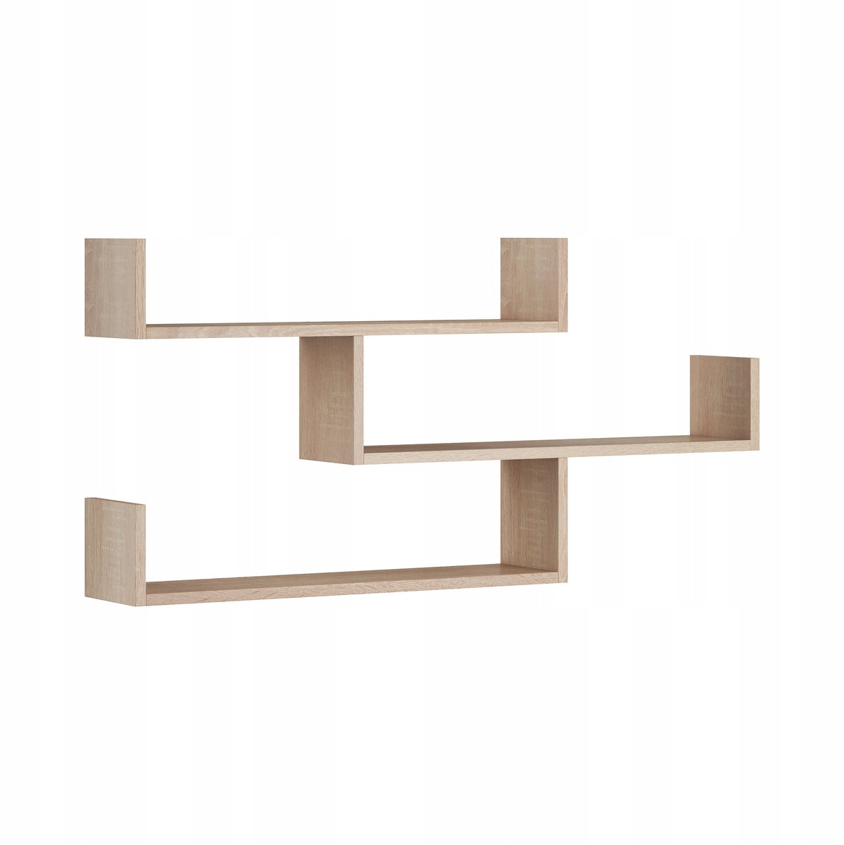 Bratex Trio 003 - Wandplank - 119 cm breed - Sonoma Eiken - 3 Niveaus - Modern Design