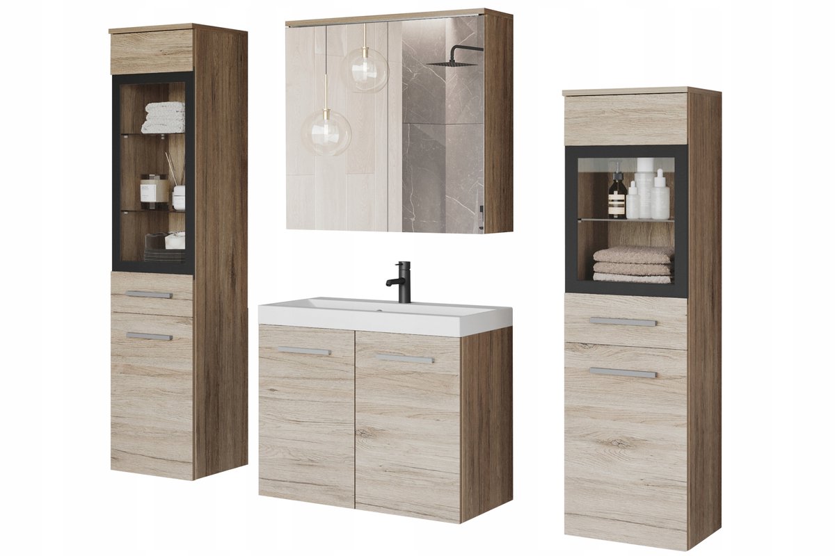 ModernHome San Remo - Badkamermeubelset - Hangend design - Matte afwerking - Modern loftstijl